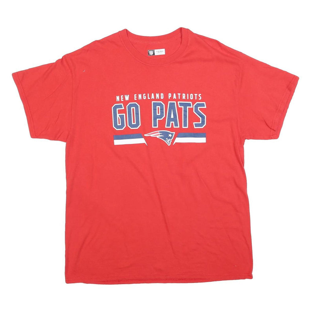 NFL Mens Red New England Patriots Go Pats Graphic T-Shirt L Short Sleeve Crew