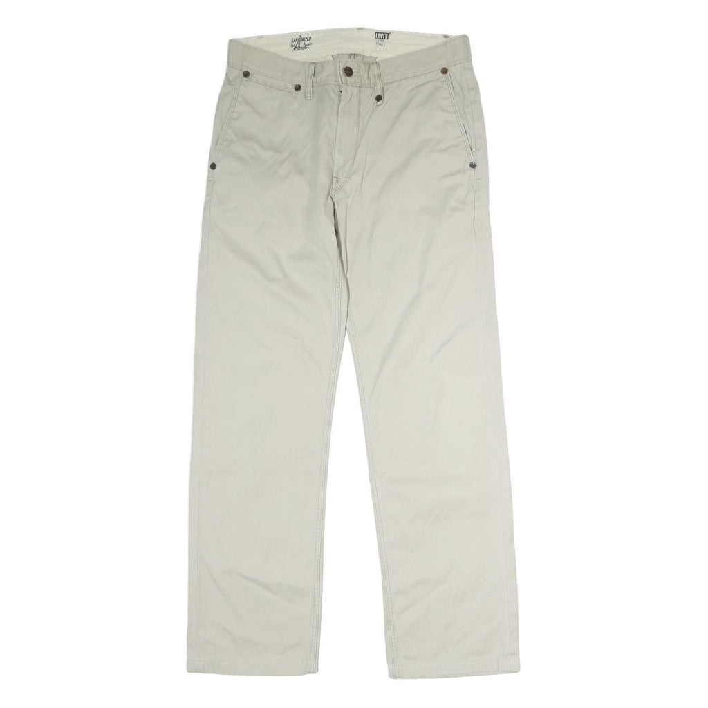 LEVI'S Mens Beige Cotton Regular Straight Trousers W31 L31 Classic Casual Pants