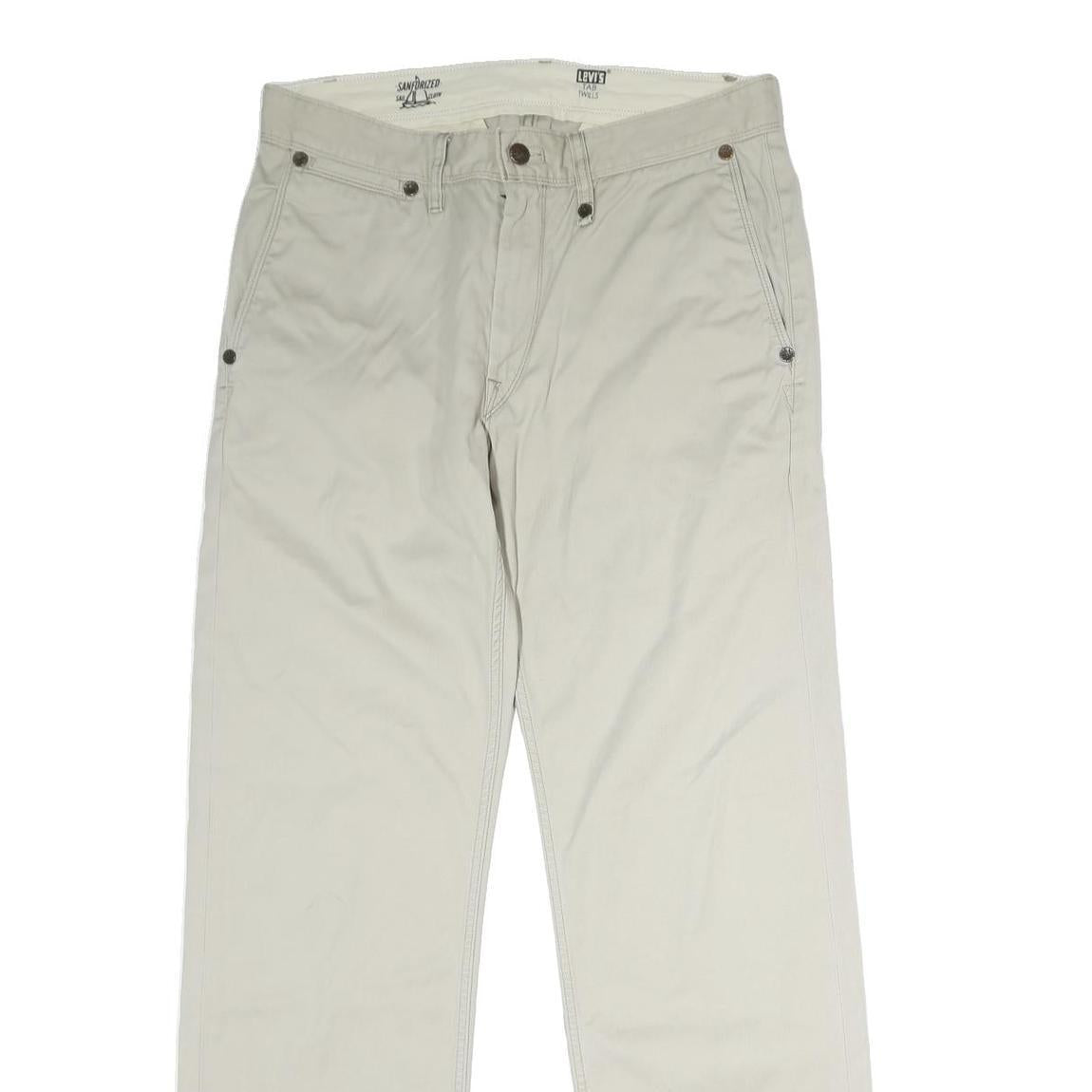 LEVI'S Mens Beige Cotton Regular Straight Trousers W31 L31 Classic Casual Pants
