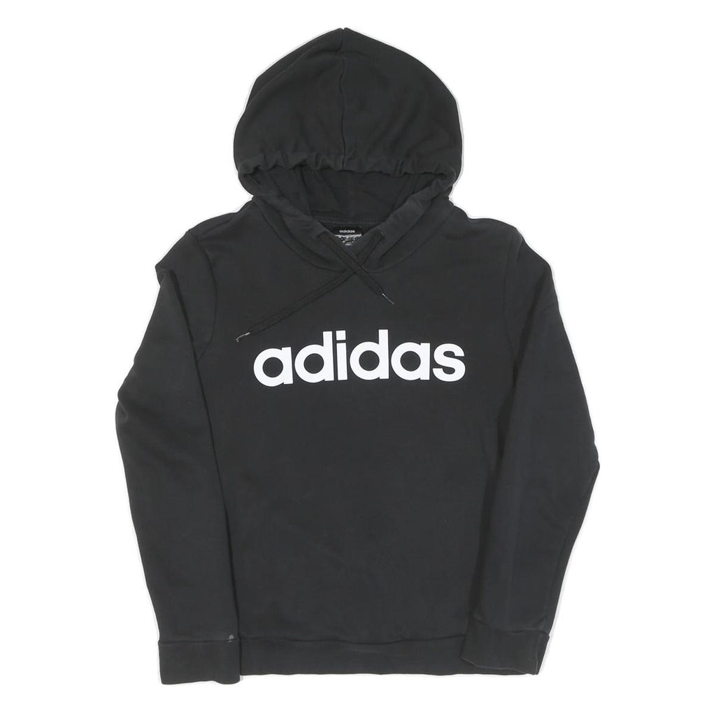 ADIDAS Womens Black Hoodie S Cotton Pullover Sportswear Sweatshirt