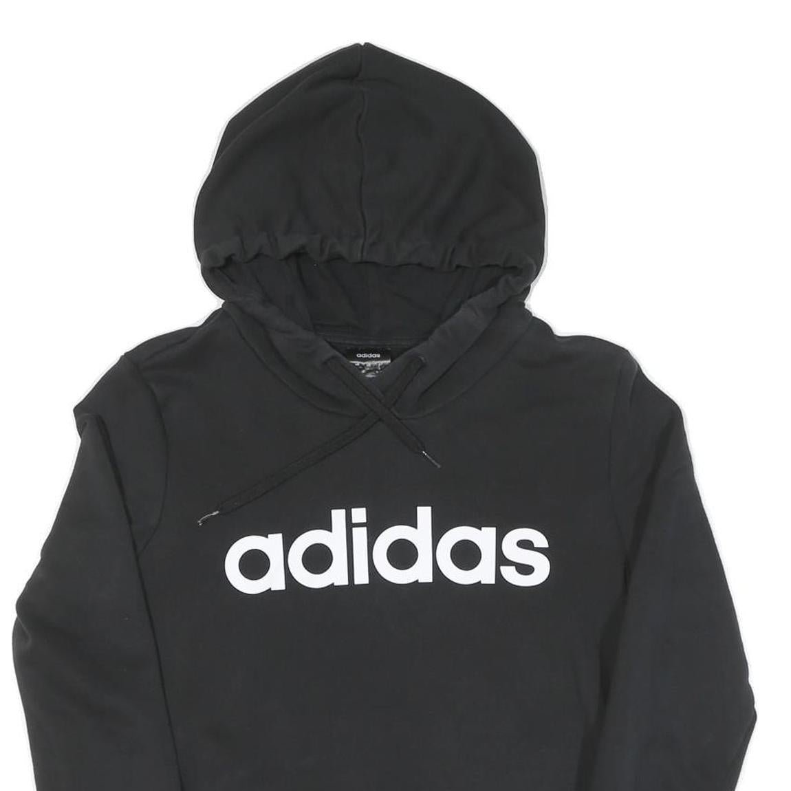ADIDAS Womens Black Hoodie S Cotton Pullover Sportswear Sweatshirt