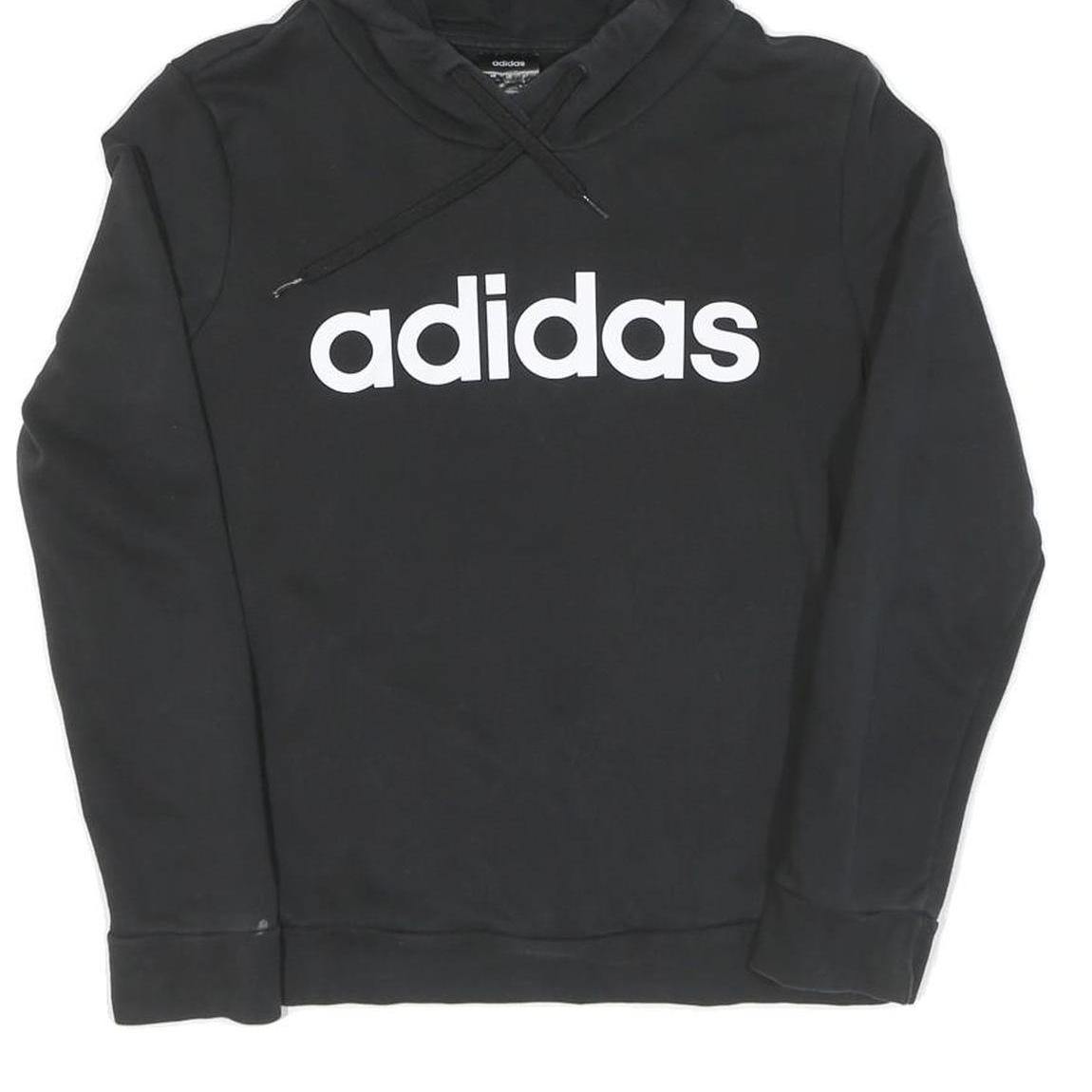 ADIDAS Womens Black Hoodie S Cotton Pullover Sportswear Sweatshirt