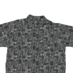 EXPRESSIONS Mens Black & Grey Patterned Short Sleeve Shirt L Cotton Blend Casual