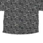 EXPRESSIONS Mens Black & Grey Patterned Short Sleeve Shirt L Cotton Blend Casual