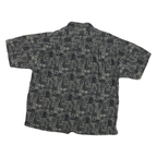 EXPRESSIONS Mens Black & Grey Patterned Short Sleeve Shirt L Cotton Blend Casual