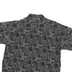 EXPRESSIONS Mens Black & Grey Patterned Short Sleeve Shirt L Cotton Blend Casual