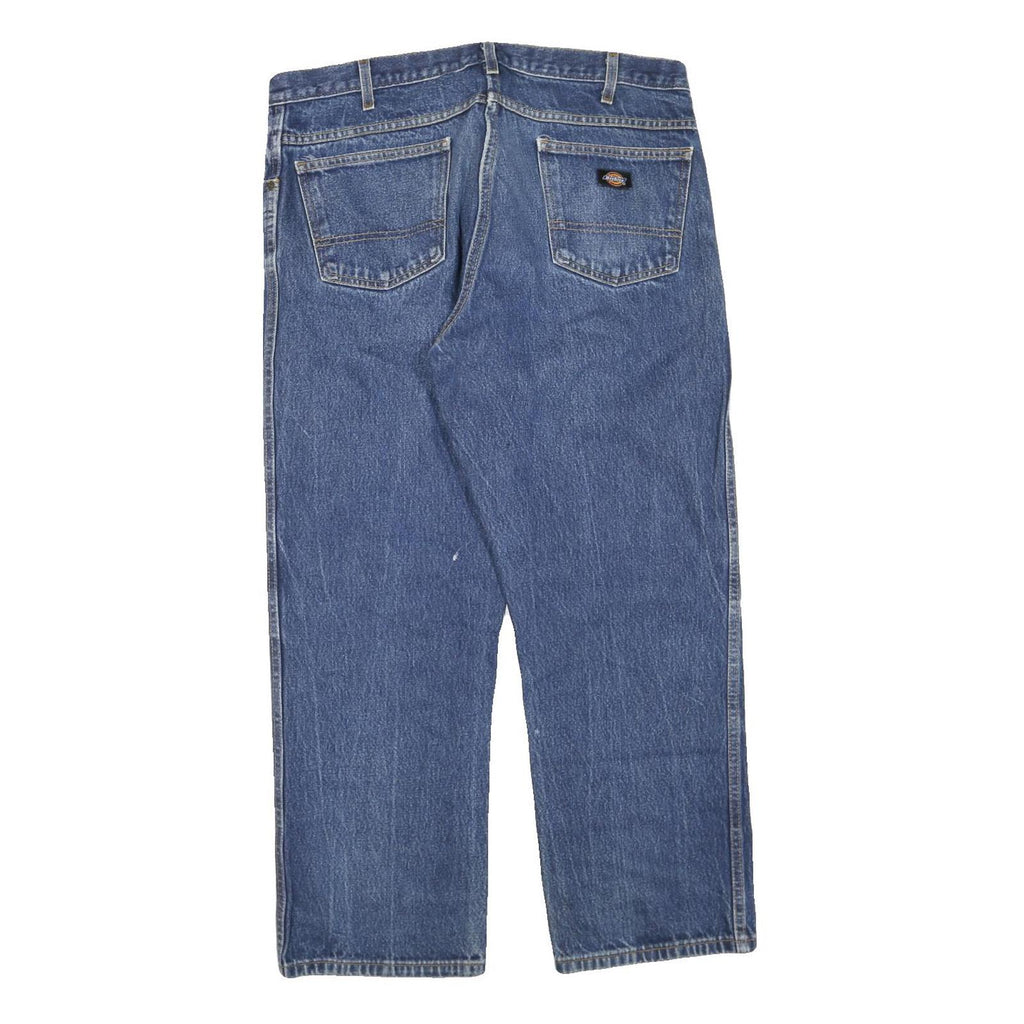 DICKIES Mens Jeans Blue Regular Straight Denim Medium W38 L28 Workwear Zip