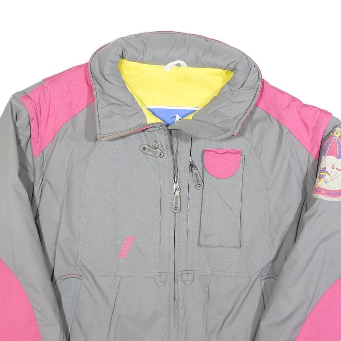 K2 Womens Grey & Pink Outdoor Jacket M Polyester Blend Zip Sports Patch