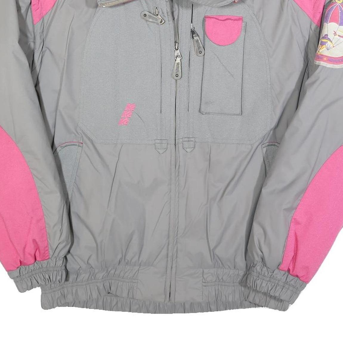 K2 Womens Grey & Pink Outdoor Jacket M Polyester Blend Zip Sports Patch