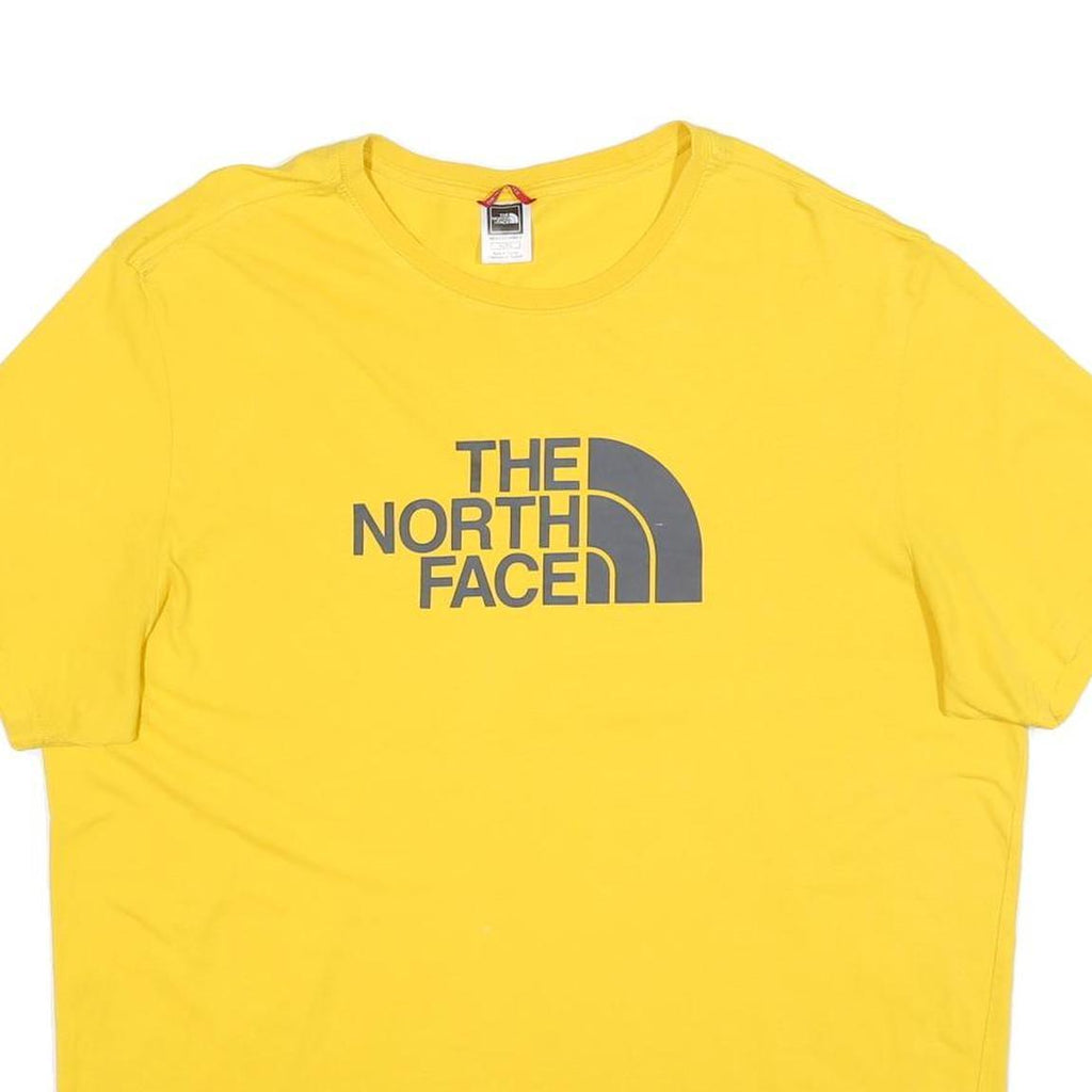 THE NORTH FACE Mens Yellow Cotton T-Shirt XL Short Sleeve Crew Neck Logo Print