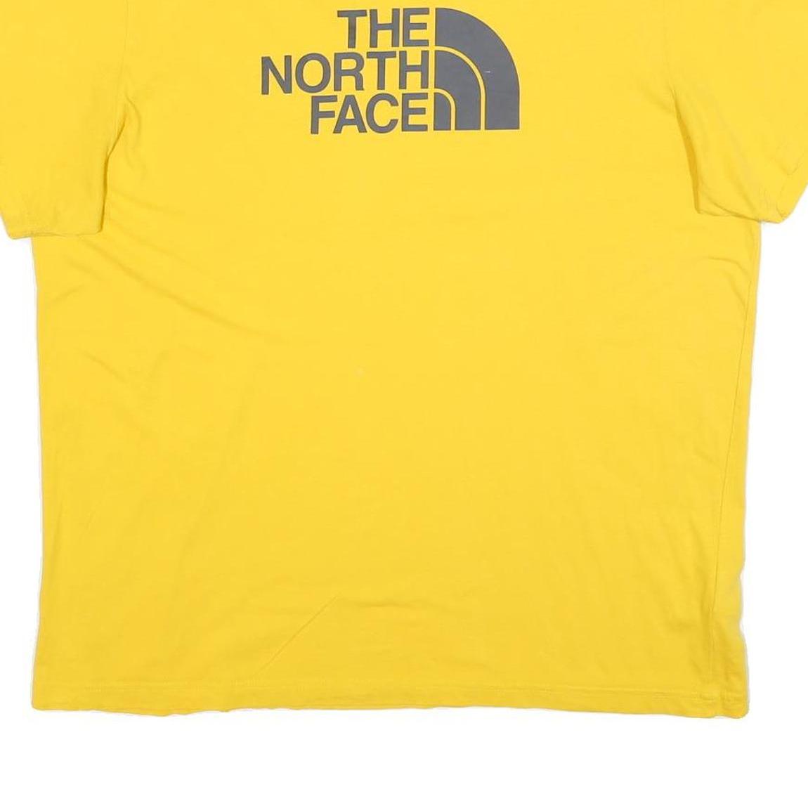 THE NORTH FACE Mens Yellow Cotton T-Shirt XL Short Sleeve Crew Neck Logo Print
