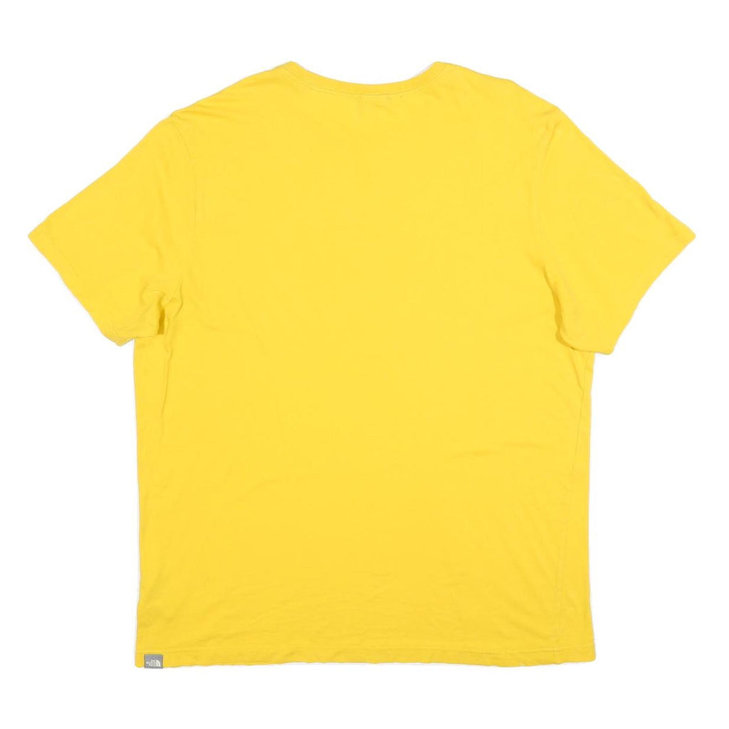 THE NORTH FACE Mens Yellow Cotton T-Shirt XL Short Sleeve Crew Neck Logo Print