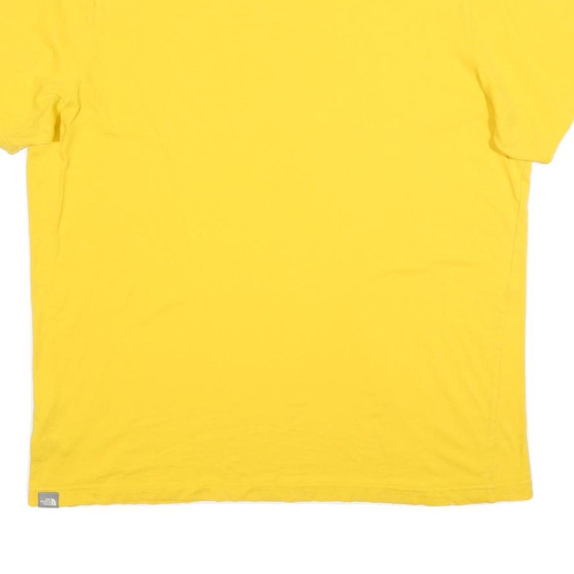 THE NORTH FACE Mens Yellow Cotton T-Shirt XL Short Sleeve Crew Neck Logo Print