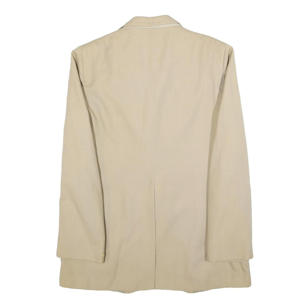 TERYLINE Mens Beige Button Jacket M Polyester Blend Plain Classic Stylish