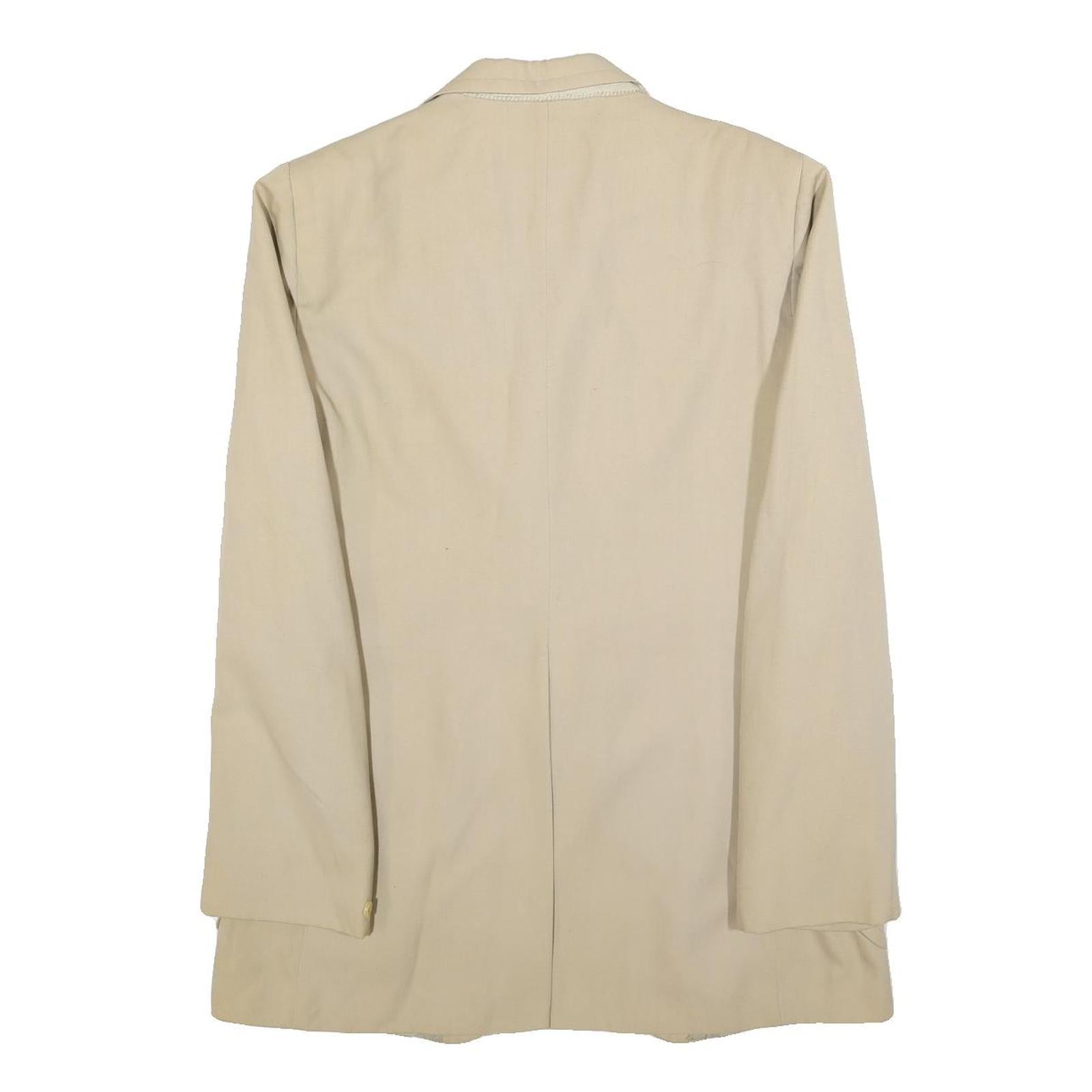 TERYLINE Mens Beige Button Jacket M Polyester Blend Plain Classic Stylish