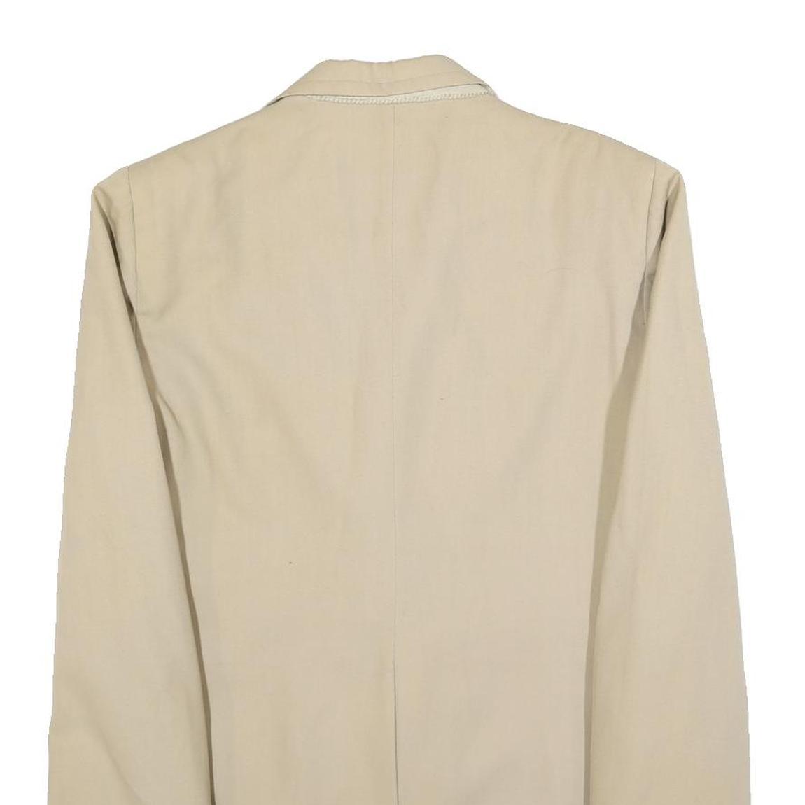 TERYLINE Mens Beige Button Jacket M Polyester Blend Plain Classic Stylish
