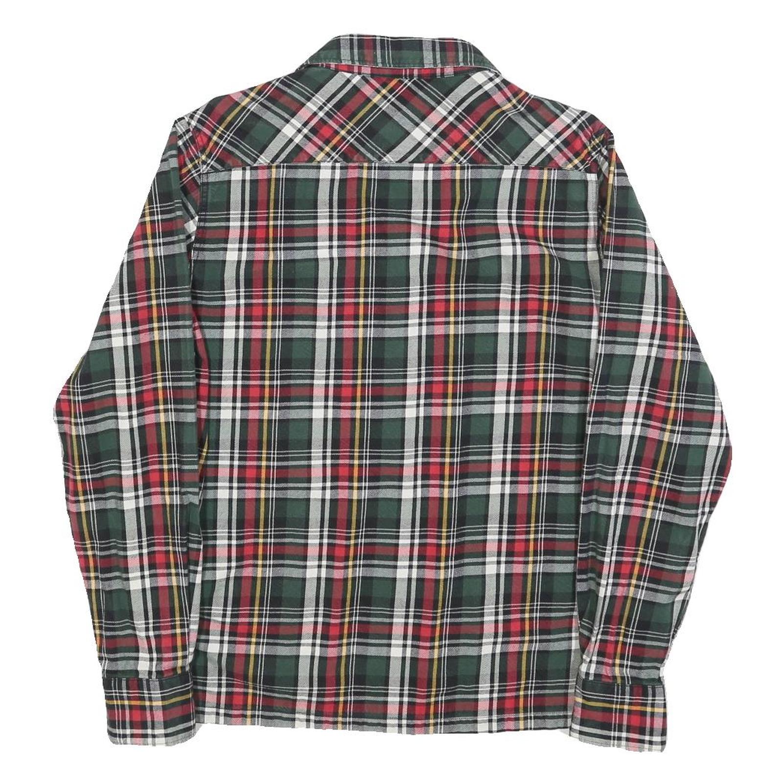 REPLAY Mens Green & Red Check Shirt M Cotton Blend Long Sleeve Casual