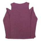 JUICY COUTURE Womens Purple Cold Shoulder Long Sleeve Round Neck Knit Top M