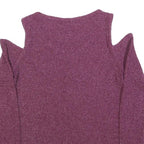 JUICY COUTURE Womens Purple Cold Shoulder Long Sleeve Round Neck Knit Top M