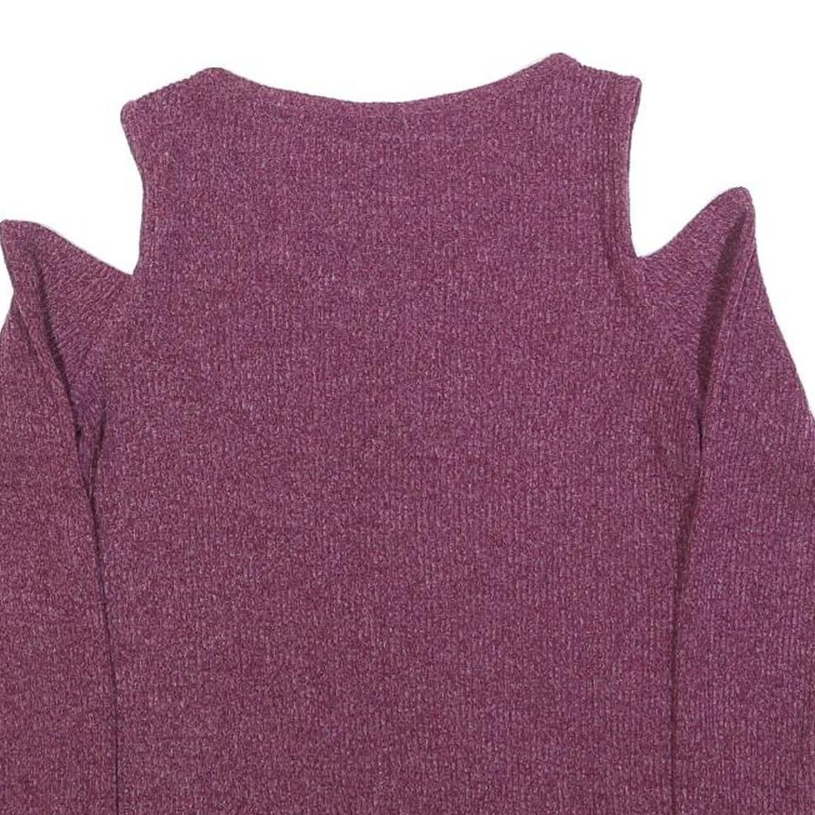 JUICY COUTURE Womens Purple Cold Shoulder Long Sleeve Round Neck Knit Top M