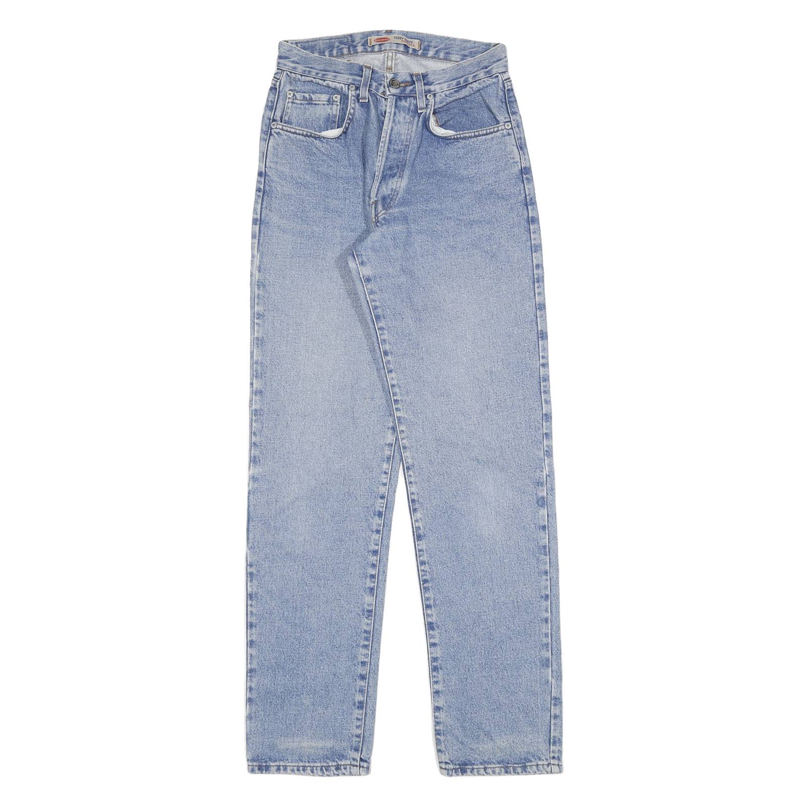 TEDDYS Mens Blue Regular Straight Denim Cotton Light W28 L33 Button Closure