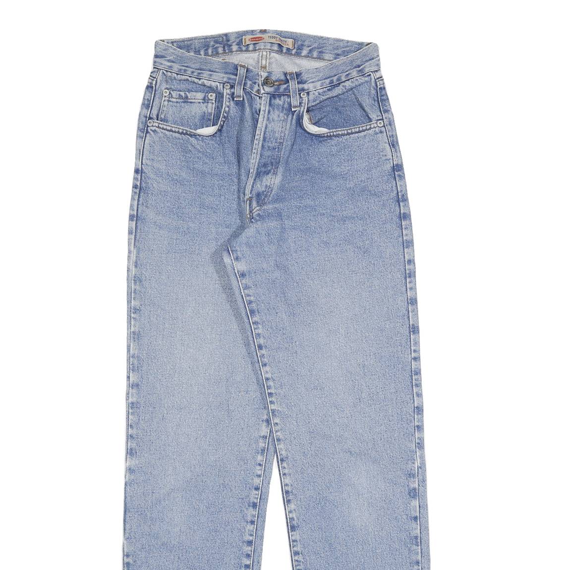TEDDYS Mens Blue Regular Straight Denim Cotton Light W28 L33 Button Closure