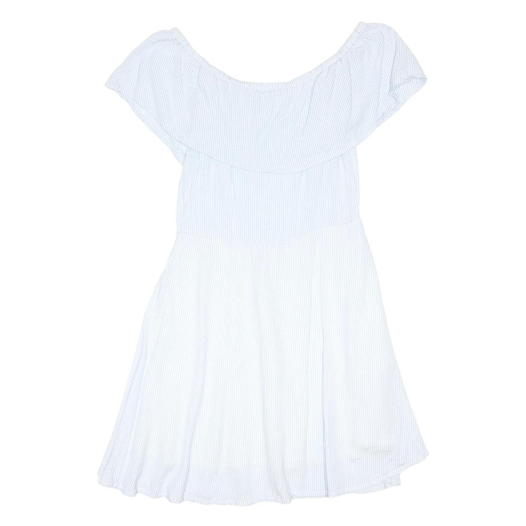 JACK WILLS Womens White Blue Stripe Day Dress Cotton Blend Off The Shoulder UK
