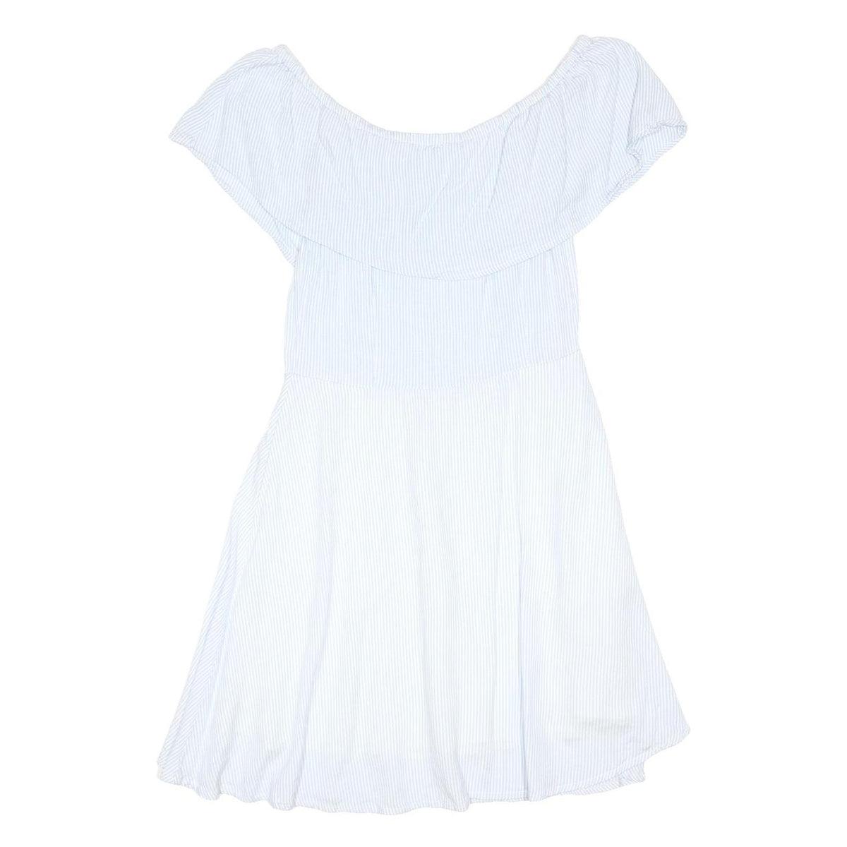 JACK WILLS Womens White Blue Stripe Day Dress Cotton Blend Off The Shoulder UK