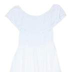 JACK WILLS Womens White Blue Stripe Day Dress Cotton Blend Off The Shoulder UK