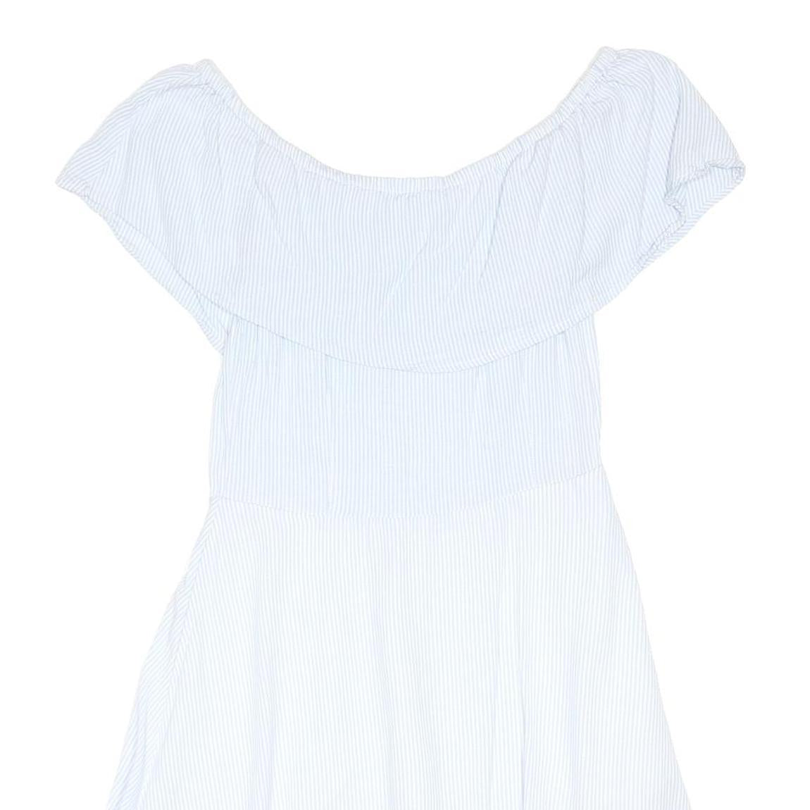 JACK WILLS Womens White Blue Stripe Day Dress Cotton Blend Off The Shoulder UK