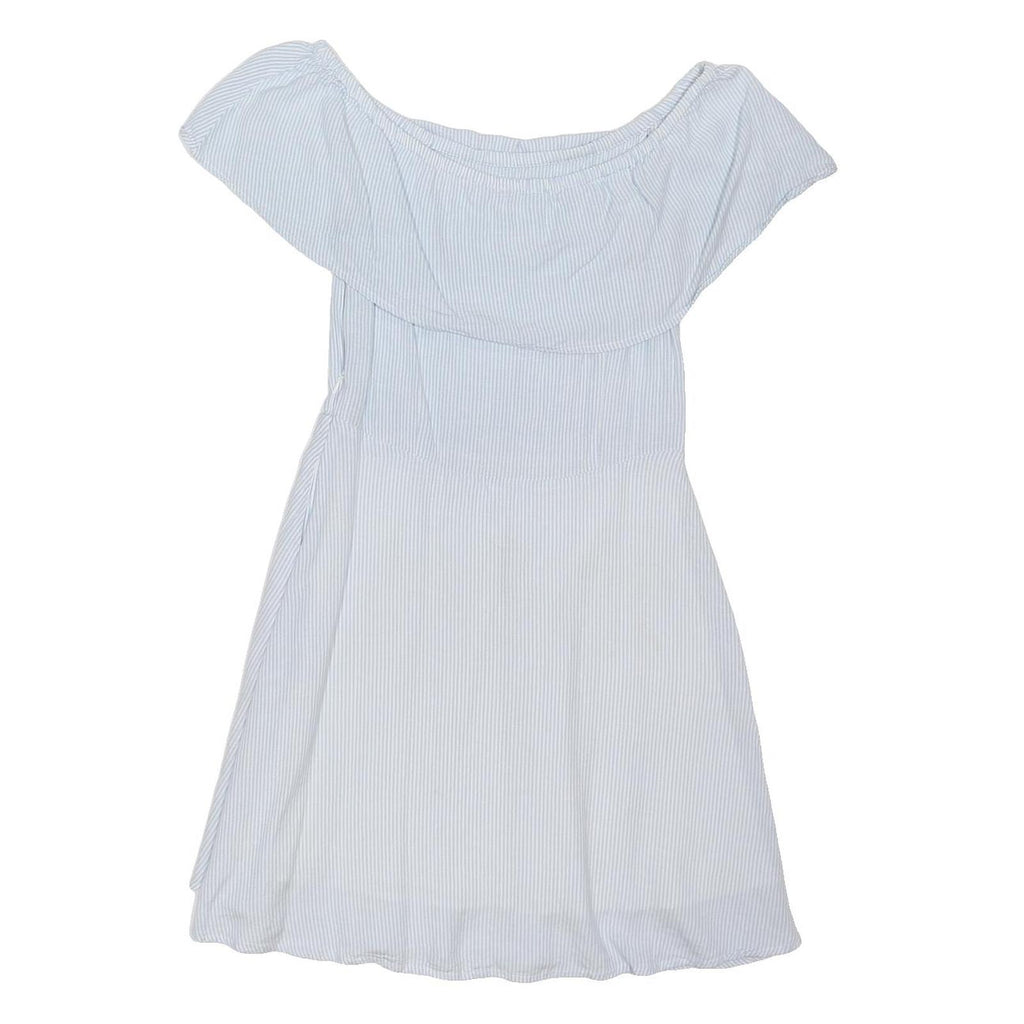 JACK WILLS Womens White Blue Stripe Day Dress Cotton Blend Off The Shoulder UK