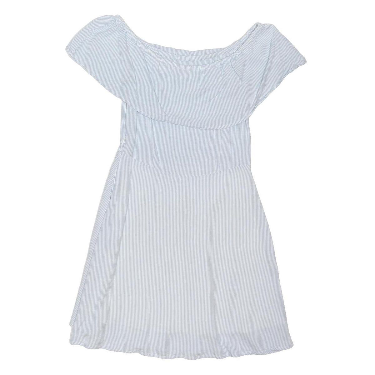 JACK WILLS Womens White Blue Stripe Day Dress Cotton Blend Off The Shoulder UK