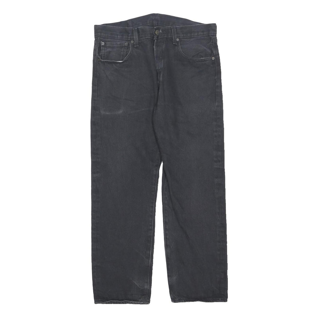 LEVI'S Mens Cotton Blend Black Regular Fit Straight Leg Trousers W34 L28 Button