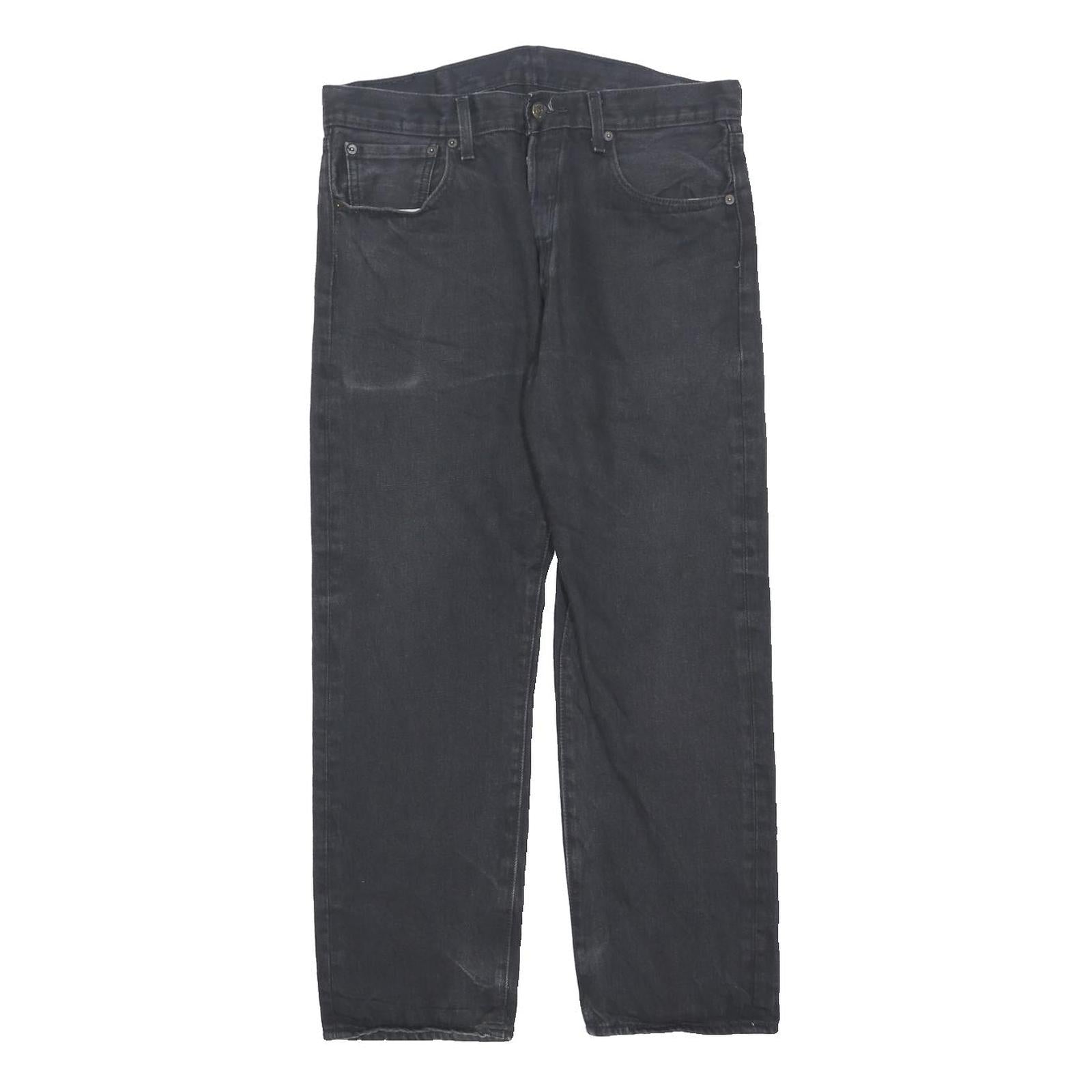 LEVI'S Mens Cotton Blend Black Regular Fit Straight Leg Trousers W34 L28 Button