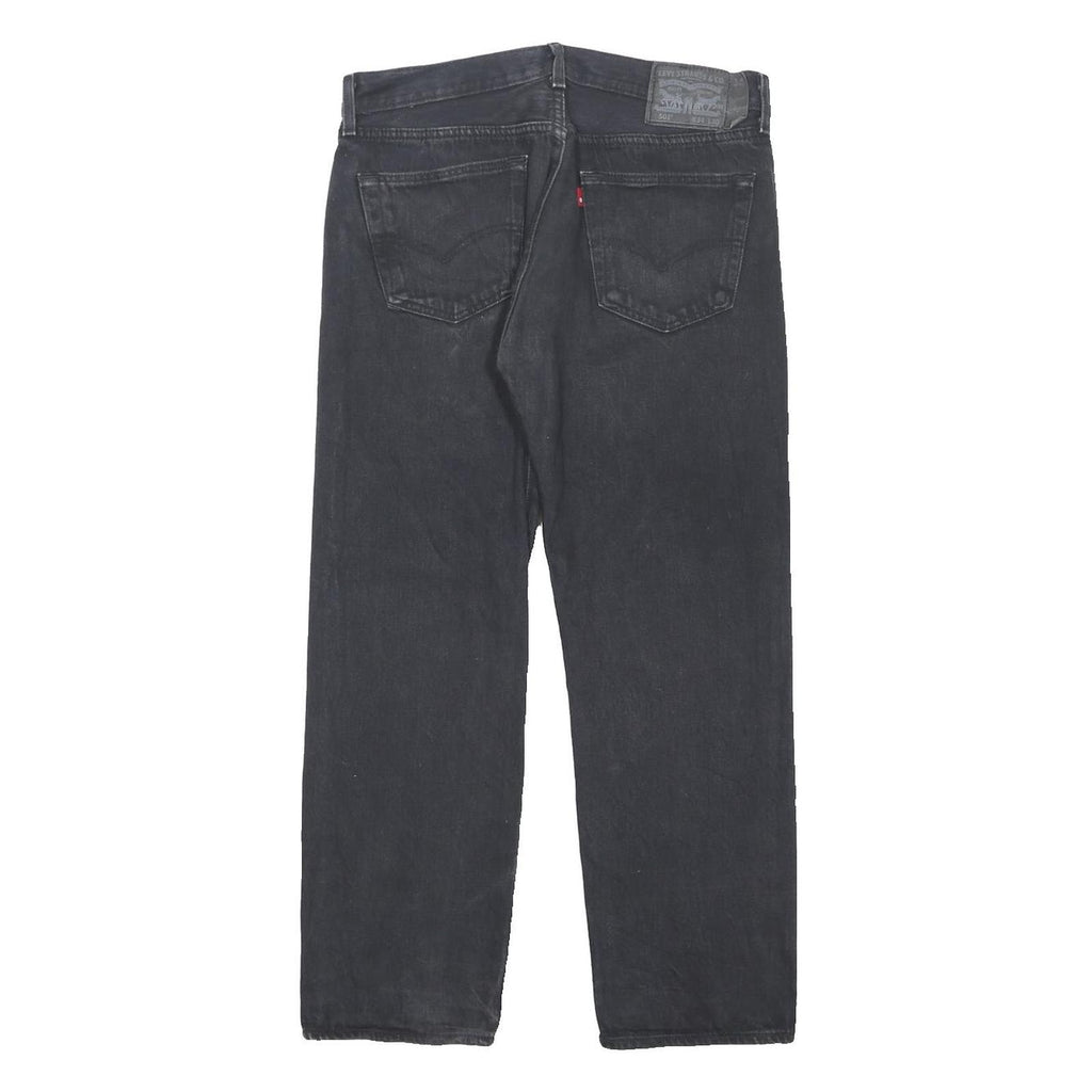 LEVI'S Mens Cotton Blend Black Regular Fit Straight Leg Trousers W34 L28 Button