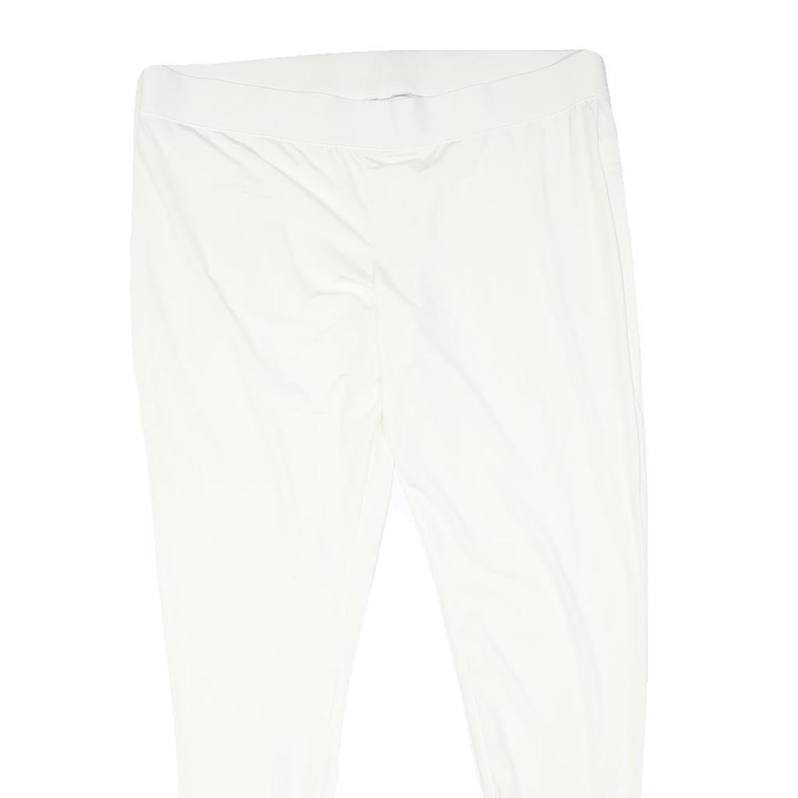 LANDS END Womens Synthetic White Slim Tapered Trousers W36 L31 Comfortable