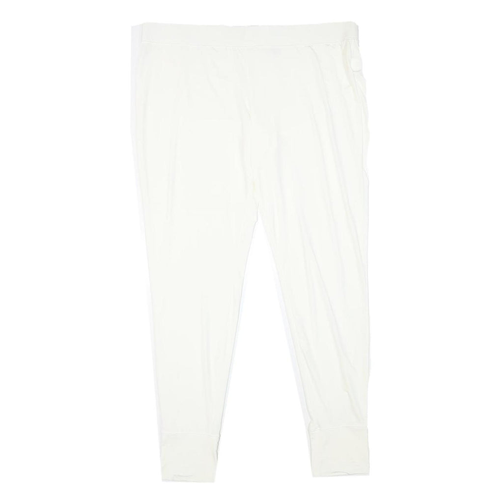 LANDS END Womens Synthetic White Slim Tapered Trousers W36 L31 Comfortable