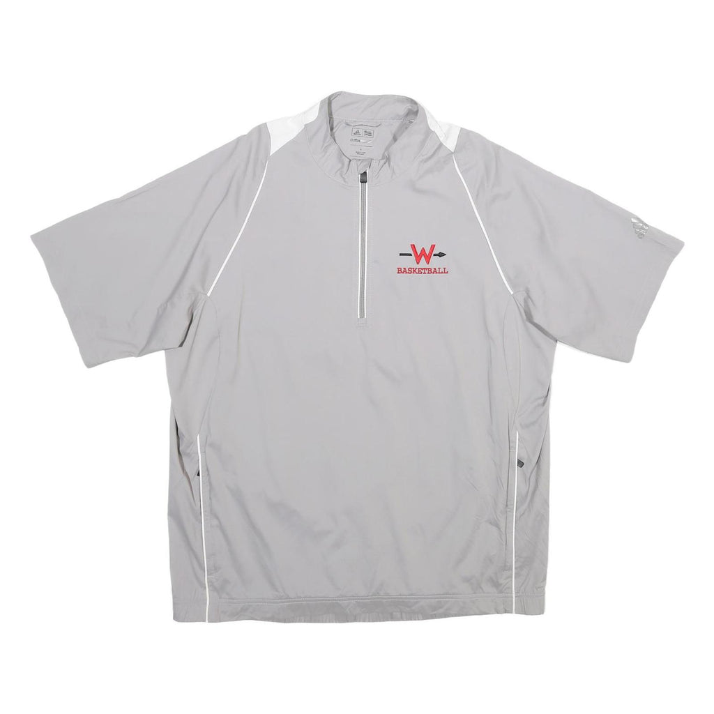 ADIDAS Mens Grey White W Basketball 1/4 Zip Sweatshirt L Sportswear