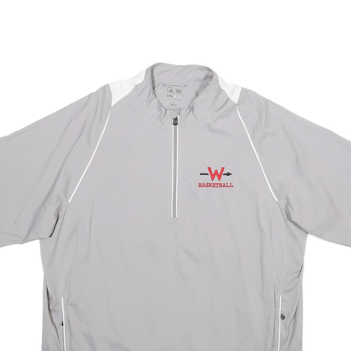 ADIDAS Mens Grey White W Basketball 1/4 Zip Sweatshirt L Sportswear