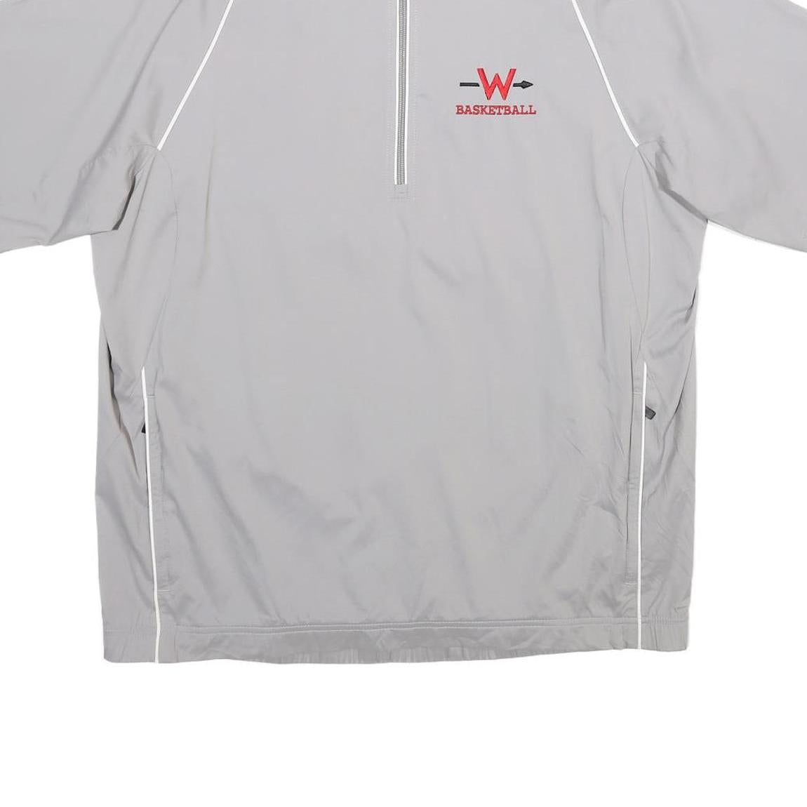 ADIDAS Mens Grey White W Basketball 1/4 Zip Sweatshirt L Sportswear