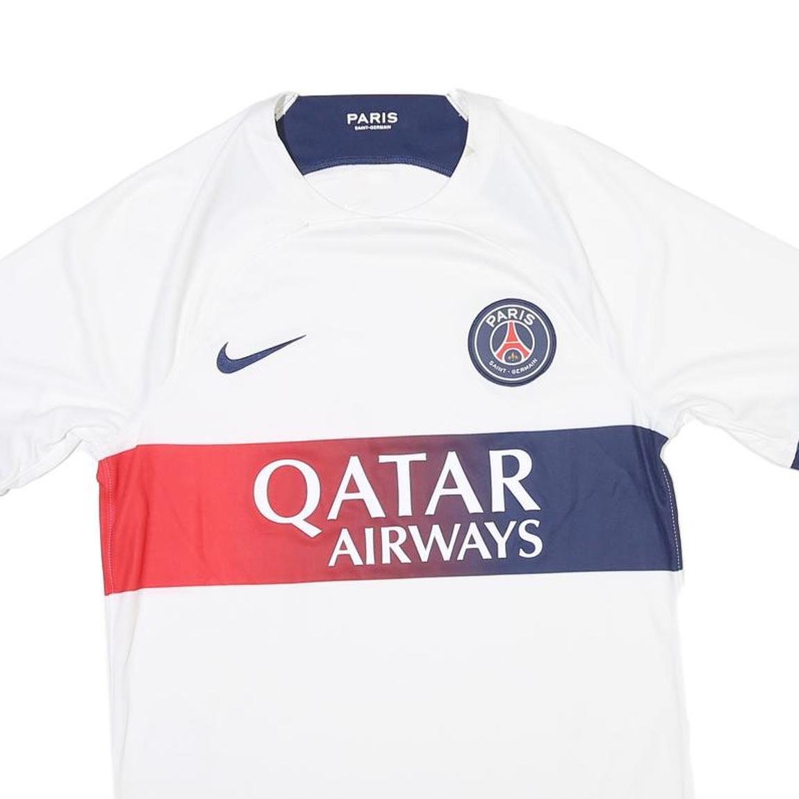 NIKE Mens White & Red Blue Paris Saint-Germain PSG Football Shirt S Short Sleeve