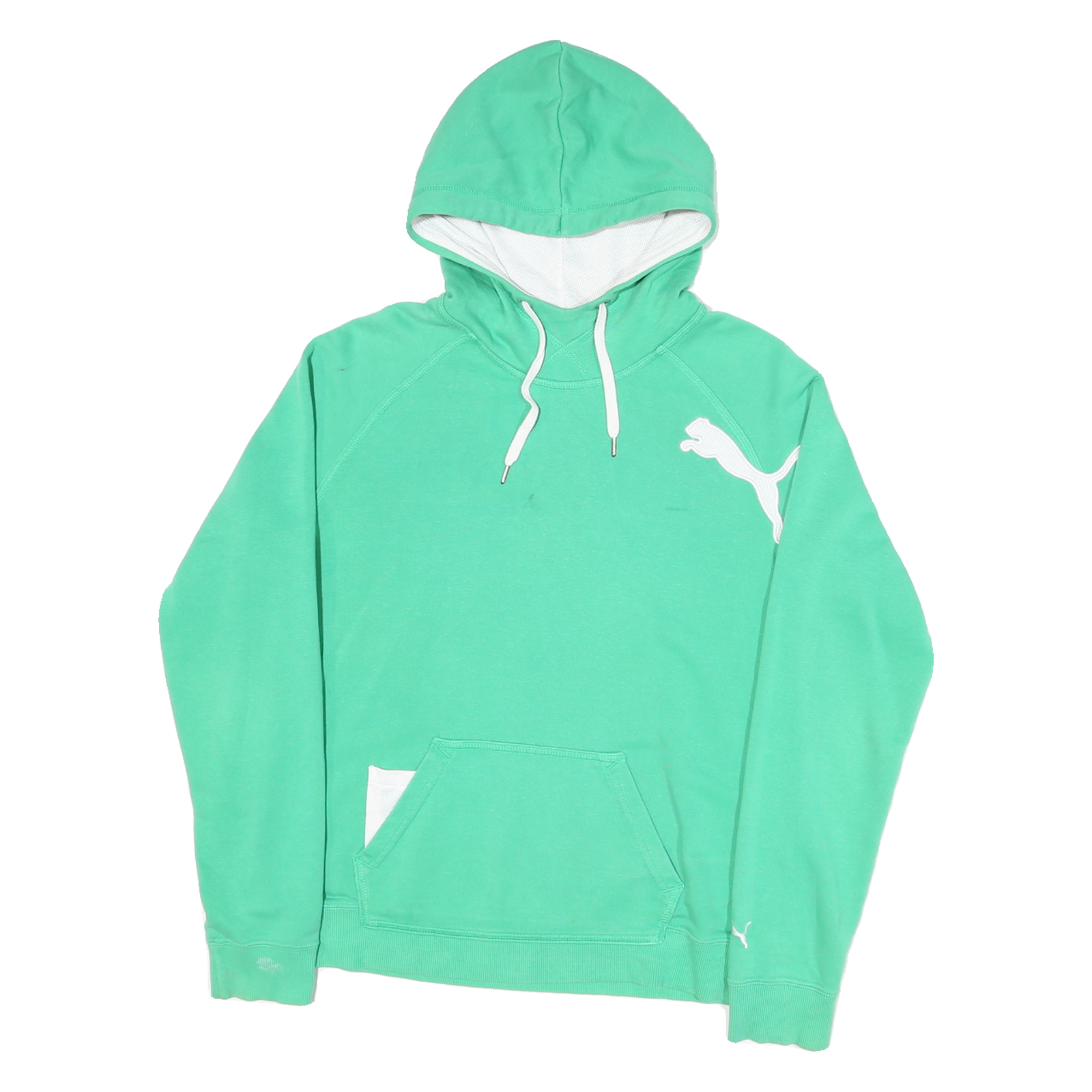 PUMA Mens Green Hoodie S Cotton Blend Pullover Drawstring Hooded Sweatshirt