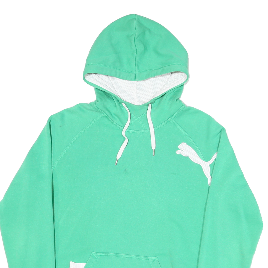 PUMA Mens Green Hoodie S Cotton Blend Pullover Drawstring Hooded Sweatshirt