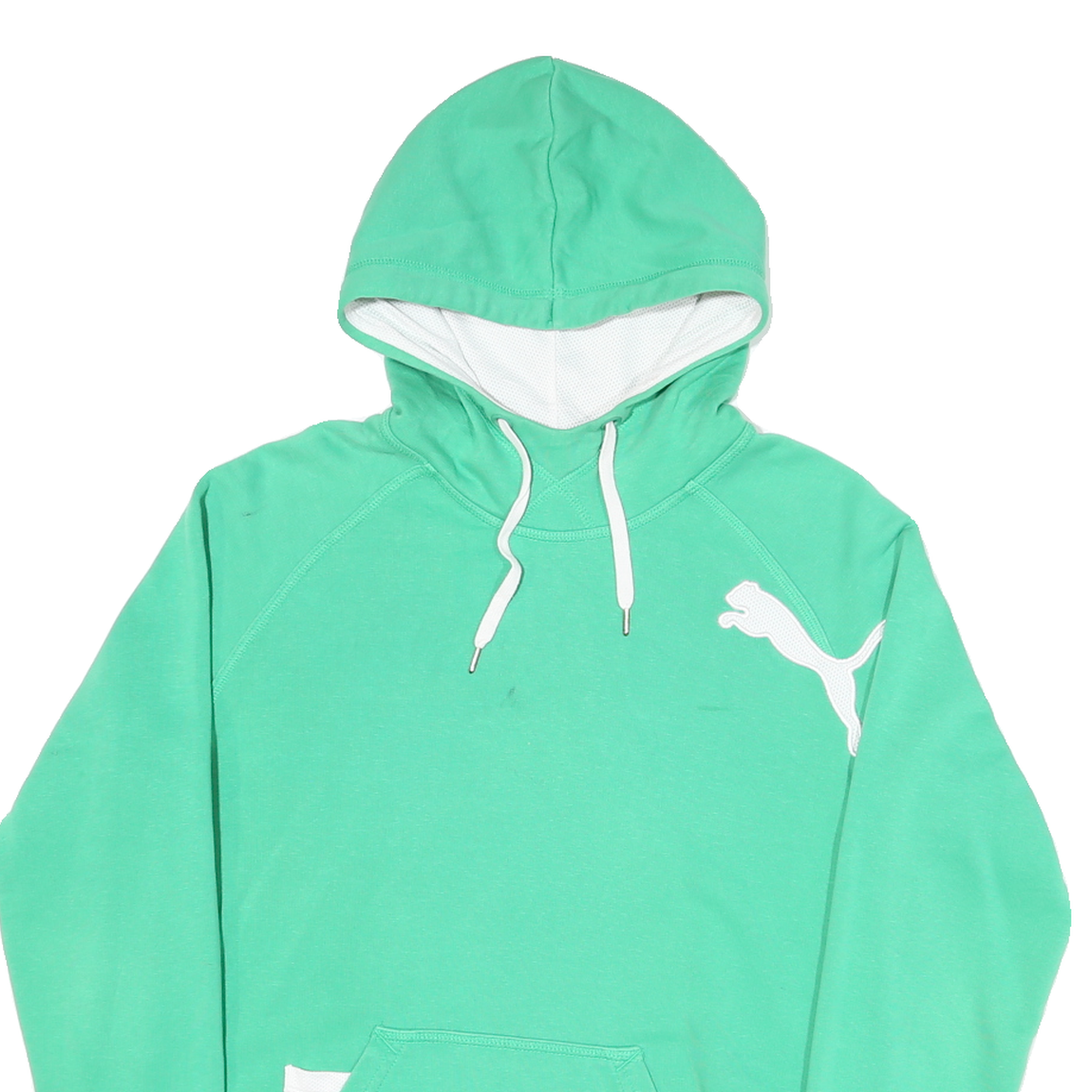 PUMA Mens Green Hoodie S Cotton Blend Pullover Drawstring Hooded Sweatshirt