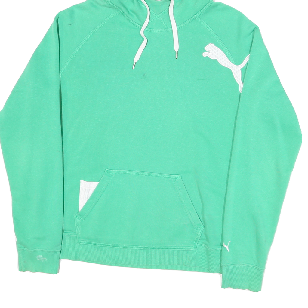 PUMA Mens Green Hoodie S Cotton Blend Pullover Drawstring Hooded Sweatshirt