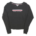 TOMMY HILFIGER Womens Black Graphic T-Shirt S Long Sleeve Crew Neck Cotton Blend