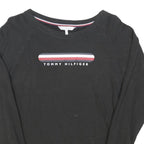 TOMMY HILFIGER Womens Black Graphic T-Shirt S Long Sleeve Crew Neck Cotton Blend
