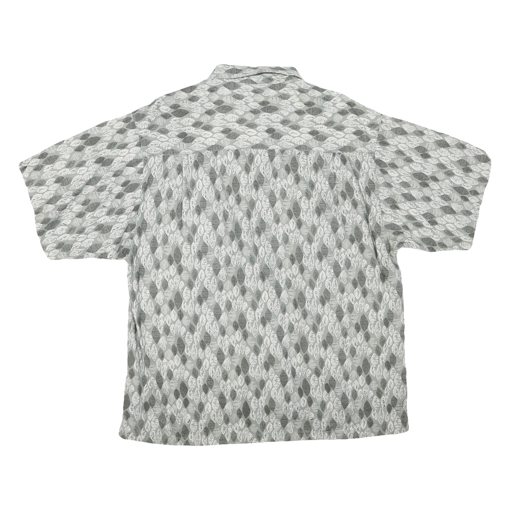 COLUMBIA Mens Grey & White Pattern Shirt M Cotton Blend Casual Button Front