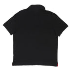 TOMMY HILFIGER Mens Black Short Sleeve Plain Polo Shirt L Cotton Blend Casual