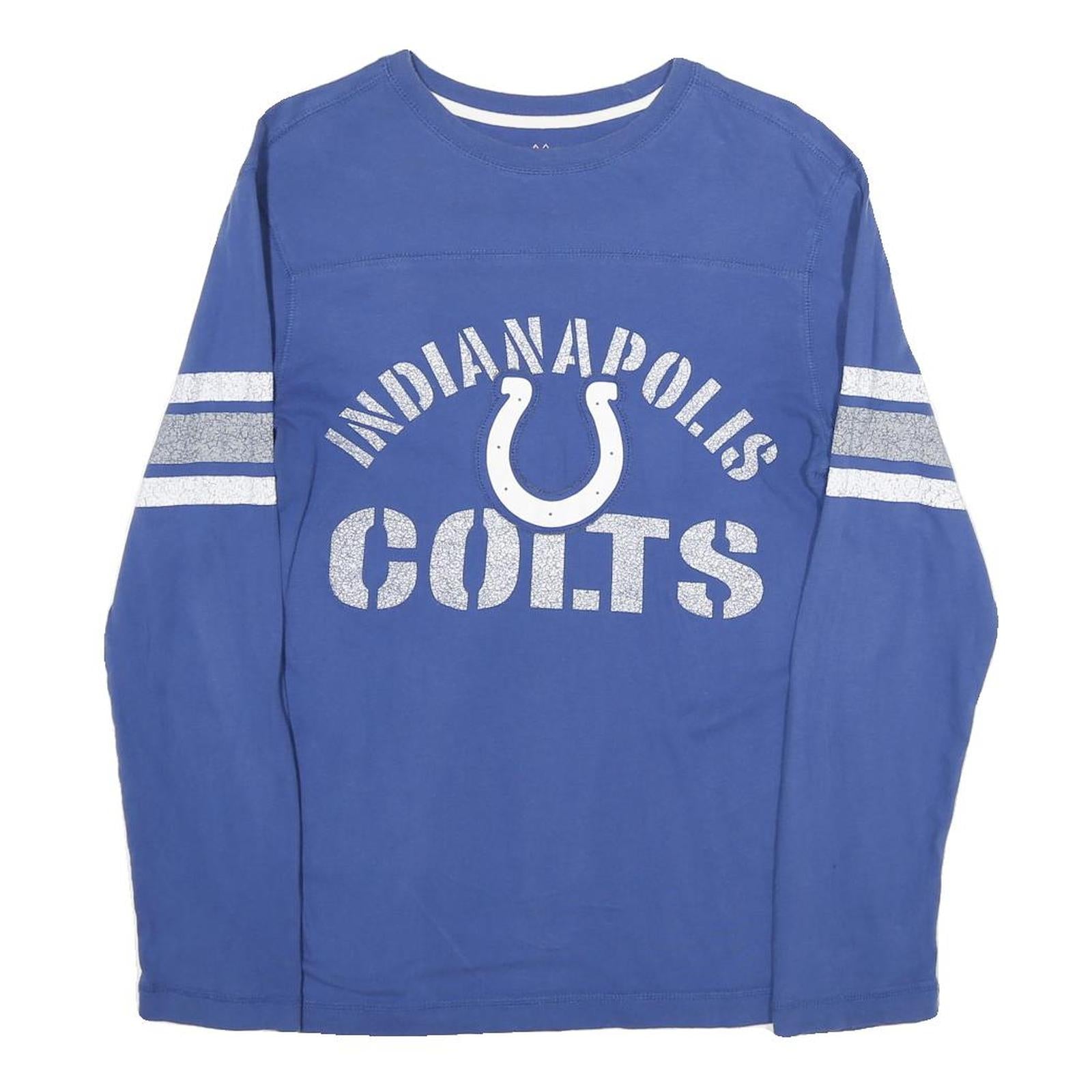 MAJESTIC Mens Blue Indianapolis Colts T-Shirt S Long Sleeve Crew Neck Football